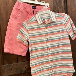 Boys shorts & button down set size 14